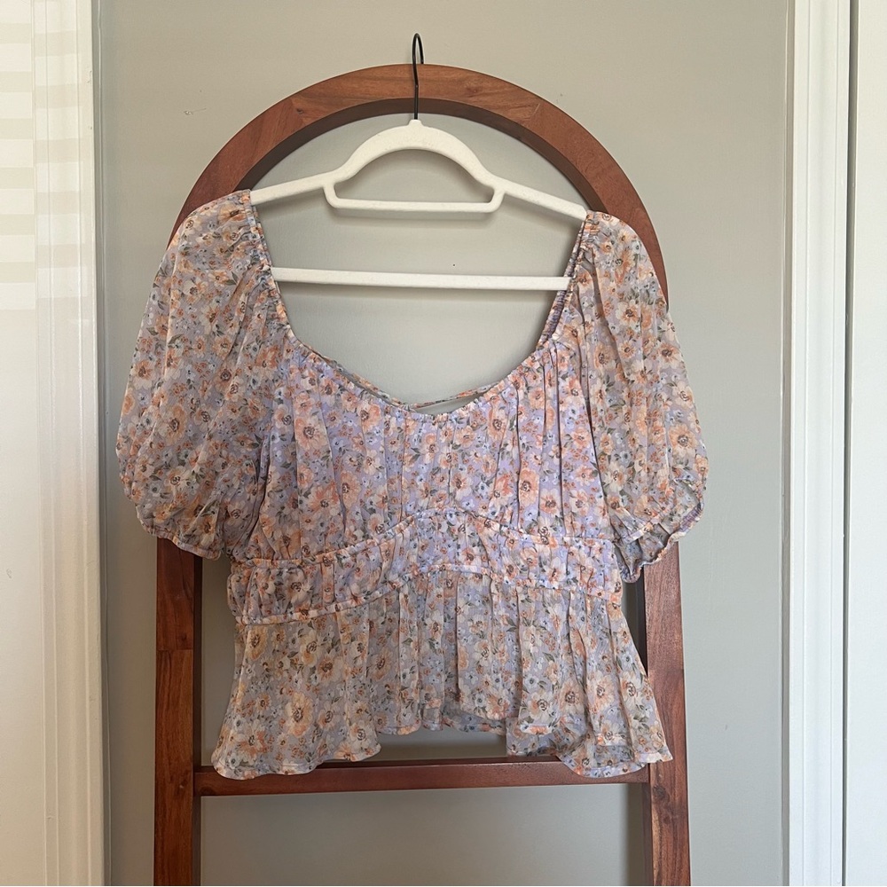 ARULA Floral Blouse with Puff Sleeves